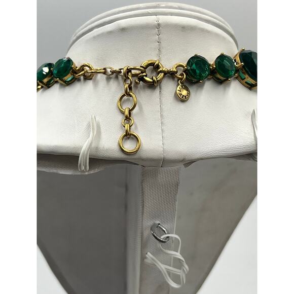 J. Crew Green Bauble Glass Resin Flower Cluster Bib Runway Gold Ox Necklace - Picture 8 of 11